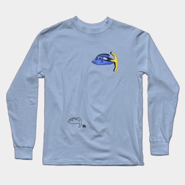 Tiny Blue Tang Long Sleeve T-Shirt by Things I Have Drawn